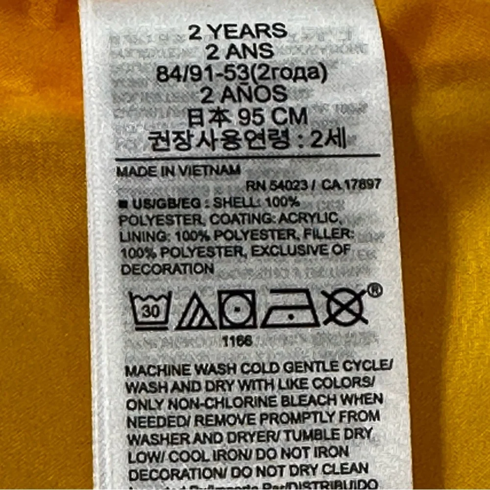 GAP Baby Yellow ColdControl Water-Resistant Vest Size 2 Years
